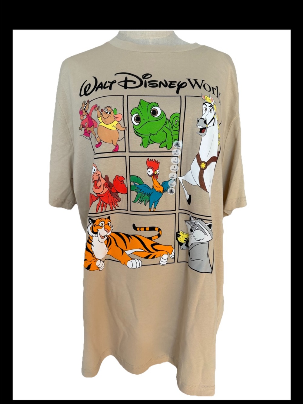Disney Walt Disney world Animal Sidekicks Beige Tan Shirt Adult Size Large Pasc